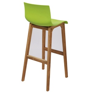 Gỗ Hiện Đại Chân PP Nhựa Chỗ Ngồi Cao <span class=keywords><strong>Bar</strong></span> Ghế Phân Với Trở Lại - Product Image 4