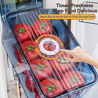 Vierkante stapelbare koelkast opbergbakken, voedselveilige PP plastic, vaatwasserbestendig, organizer containers met deksels voor fruit en groenten