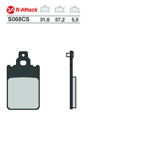 ผ้าเบรกมอเตอร์ไซค์ R-Attack S068CS ขนาด 31.6x57.2x5.5 มม. คาร์บอนเซรามิก สำหรับล้อหน้าและล้อหลัง ได้รับการรับรองมาตรฐาน R90 - Product Image 1