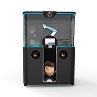 Machine à café expresso automatique robotisée IA haute performance avec bras barista robotisé et fonctionnement sans contact pour aéroports et centres commerciaux