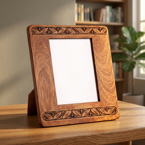 Handmade Wooden <b>Photo</b> <b>Frame</b> Rectangular Vertical Tabletop <b>Ornate</b> Carved Wood Picture <b>Frame</b> Natural Finish Home Decor Customized - Product Image 1