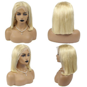 Pelucas de Cabello Humano Indio Virgen al 180% con Frente de Encaje, Cabello Brasileño Indio, Lacio y Rubio, para Mujeres Negras - Product Image 1