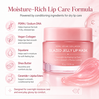Masque Lèvres Hydratant Nuit au Collagène Végétalien PDRN Effet Gelée – Baume Réparateur pour Lèvres Sèches et Gercées
