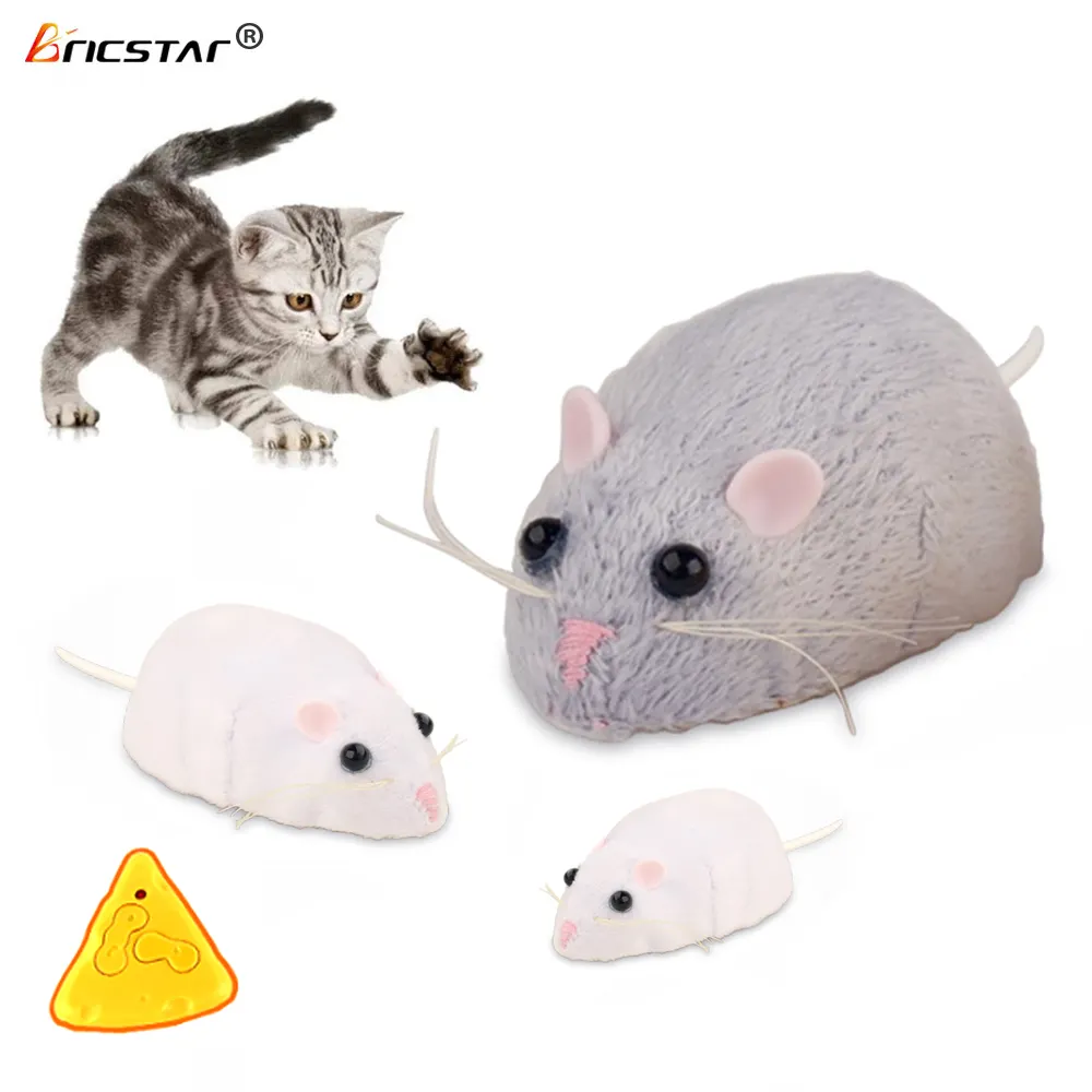 Bricstar Mainan Tikus Lucu untuk Anak-anak, Mainan Tikus Remote Control Nirkabel untuk Bermain Permainan Hewan Peliharaan, Tikus Mainan Kucing