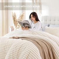 Ensemble de couette Fluffy Queen 3 pièces, ensemble de couette en polaire moelleuse, ensemble de literie Queen luxueux et moelleux, ensemble de lit doux et chaud pour toutes les saisons