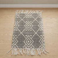 Geometrischer Rechteckiger Teppich Handgewebter Flachwebteppich im Boho-Stil Baumwolle Wohnzimmer-Dekoration