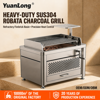 Barbecue au charbon de bois argentin en acier inoxydable pour comptoir avec hauteur réglable