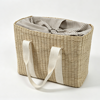 Panier de pique-nique tissé naturel JY avec jacinthe d'eau et paille, design classique fait main
