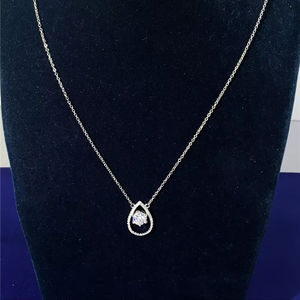 Tianyu Trendy GRA Certified Zircon Water Drop Openwork Pendant Necklace Single <b>Stone</b> 925 Silver Platinum Plated for women - Product Image 1