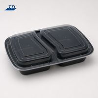 Contenants alimentaires empilables en PP sans BPA à 2 compartiments avec couvercle, 32 oz, pour vente en gros, compatibles micro-ondes, congélateur et lave-vaisselle