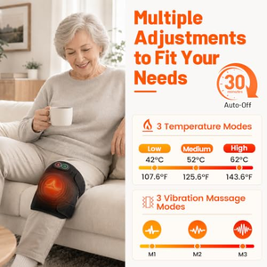 Ceinture de massage chauffante en graphène pour physiothérapie, avec vibrations, pour le soulagement de la douleur au coude, au genou et à l'épaule - Product Image 4