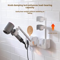 Soporte Giratorio Omnidireccional de Aleación de Aluminio para Secador de Pelo, Soporte Perezoso, Estante de Almacenamiento para Baño, Organizador de Pared Manos Libres