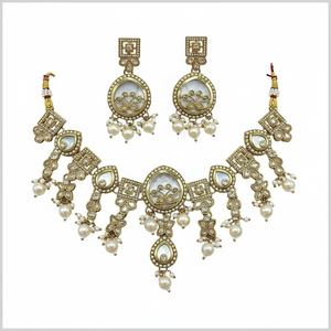 Collier plaqué or avec pierre de cristal et perles 11151660LC - Product Image 2