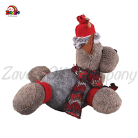 Zaves 9.5 pouces décorations de noël mignon renne wapiti oreiller figurine de noël et cadeau pour enfants pour la décoration de vacances