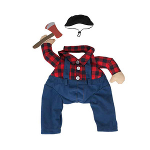 <b>Funny</b> Dog Costume Plaid Shirt Blue Overalls Halloween Christmas Pet Outfit Small Medium Dogs Cartoon Transformation <b>Clothes</b> - Product Image 5