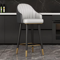 Tabouret de bar Chenman C11-001-24 moderne en cuir et acier inoxydable, réglable, de qualité commerciale, avec dossier, pour comptoir de bar, îlot de cuisine