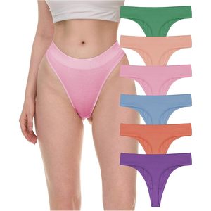 Women's Cotton High Rise <b>Thongs</b> <b>Seamless</b> Underwear Multi Pack Sexy Style - Product Image 1