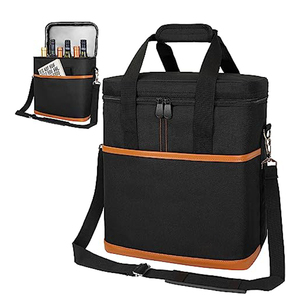 Sac isotherme en verre pour canette de bière de sublimation pour voyage pique-nique sac de transport de bouteille de vin sac fourre-tout à vin avec 2 verres à vin - Product Image 1