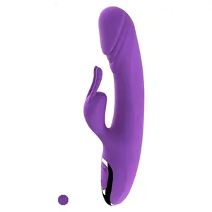 12 Vibração dupla forte Big Purple G Spot Rabbit Vibrador recarregável USB Charger Dildo Vibrador