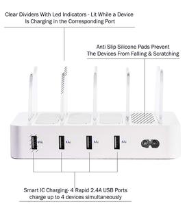 Logo personnalisé 4 ports multi USB Chargeur Station d'accueil Tablette <span class=keywords><strong>portable</strong></span> universelle Téléphone intelligent Station de charge rapide pour plusieurs appareils - Product Image 2