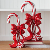 Décoration de Noël géante d'extérieur de 1,5 m en forme de canne à sucre, statue en fibre de verre de qualité commerciale pour affichage en centre commercial, thème Candyland