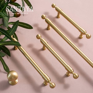 Gagang Kabinet Dapur Santaya Solid Brushed Brass, Kenop Laci Lemari Kamar Tidur, Gagang Furnitur - Product Image 4