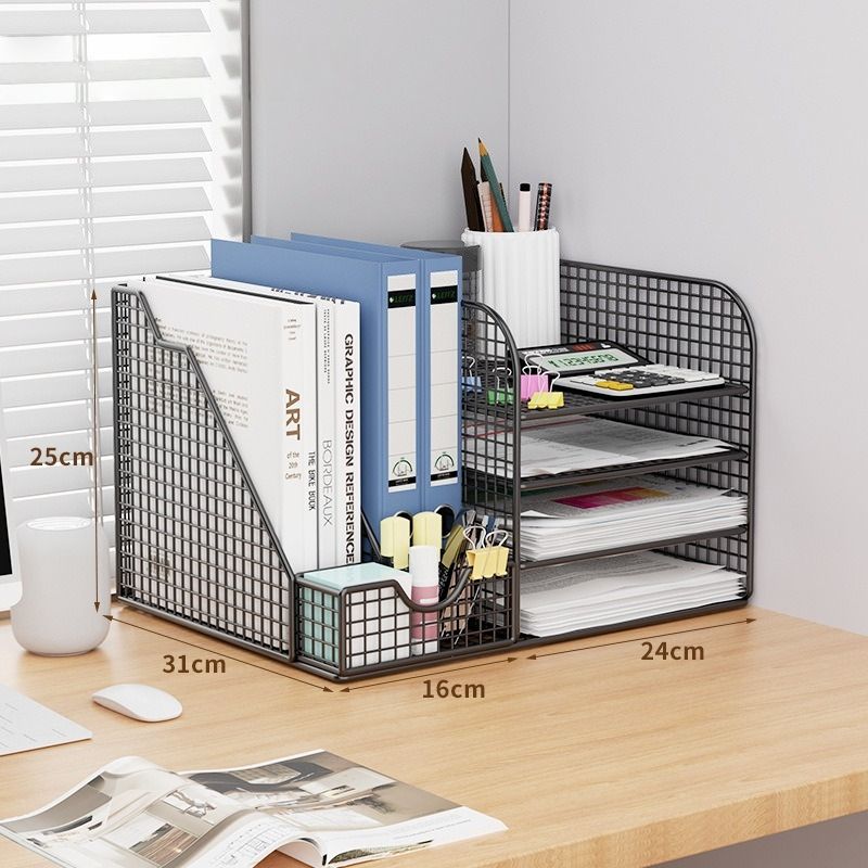Modern Minimalist White Tabletop Document Storage Rack for Office ...