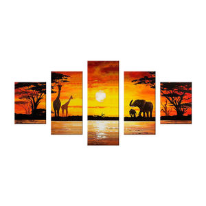 Cuadro Decorativo de Estilo Naturaleza Muerta, 5 Piezas, Impresión Digital en Lienzo de Paisaje Africano en Alta Definición para Decoración de Sala de Estar, Fondo de Sofá, Arte de Pared - Product Image 6