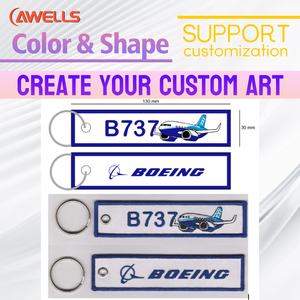 Llavero con logotipo personalizado bordado <span class=keywords><strong>Airbus</strong></span> <span class=keywords><strong>A320</strong></span>, diseño de tela de sarga, Color personalizado, accesorio de anillo de 30mm, tamaño de 130x30mm, regalo de promoción - Product Image 4