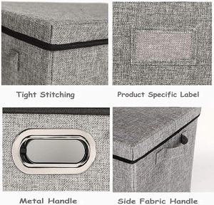 Cotton and Linen Foldable Storage Box with Lid Waterproof Large Capacity for Home Clothes Toys Organization (Single Tier) - Product Image 2