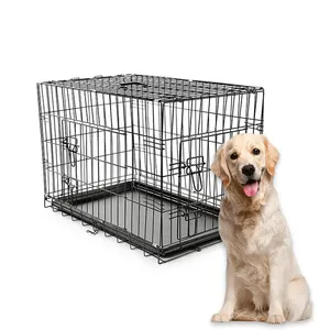 Petdom, venta al por mayor, jaula de hierro para perros de alta calidad con bandeja, perreras de acero para perros, jaula para perros usada
