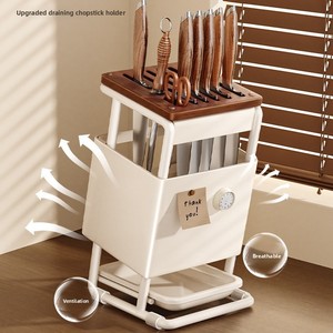 New Arrival Multifunctional <b>Kitchen</b> Stand Knife <b>Rack</b> <b>Storage</b> Shelf Chopstick Holder Space Saving Wooden Utensil Organizer - Product Image 4