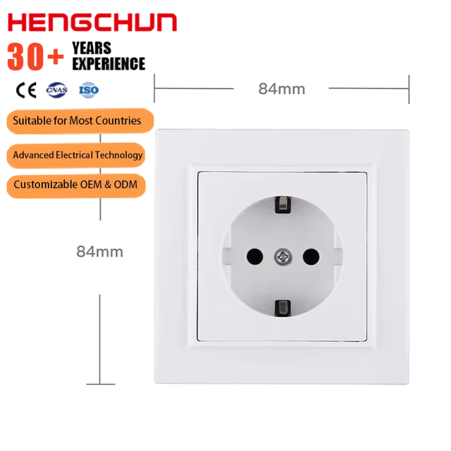 EU Standard Wall Socket 16A 250V White PC Panel Germany Socket Single Electrical Power Outlet 16A 110V-250V Safe Plug Socket