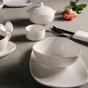 可重复使用的航空陶瓷餐盘瓷器厨房餐盘套装餐厅白色陶瓷盘