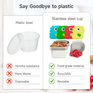 Fiambrera para niños pequeños de 9oZ para guardería, contenedores de alimentos a prueba de fugas de fácil apertura escolar con tapas de silicona, contenedores de aperitivos de acero inoxidable - Product Image 4