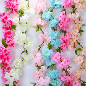 Guirlandes de fleurs artificielles en soie, fleurs de cerisier, pour décoration de mariage, décoration suspendue au plafond, décoration intérieure, imperméable - Product Image 2
