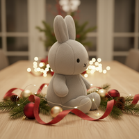 Jouet en peluche lapin brodé personnalisé en gros, 100 % polyester, doux et rembourré, idéal pour les promotions d'entreprise et les anniversaires