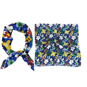 사용자 정의 디자인 코튼 스카프 두건 디지털 인쇄 꽃 광장 스카프 목 면화 머리 스카프