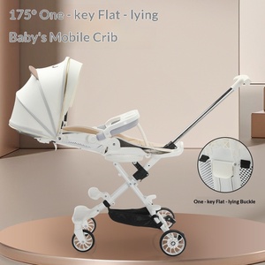 Poussette bébé avec vue haute, cadre métallique léger, pliable dans les deux sens, design à un bouton, possibilité de s'asseoir ou de s'allonger, pour 0-6 mois - Product Image 5