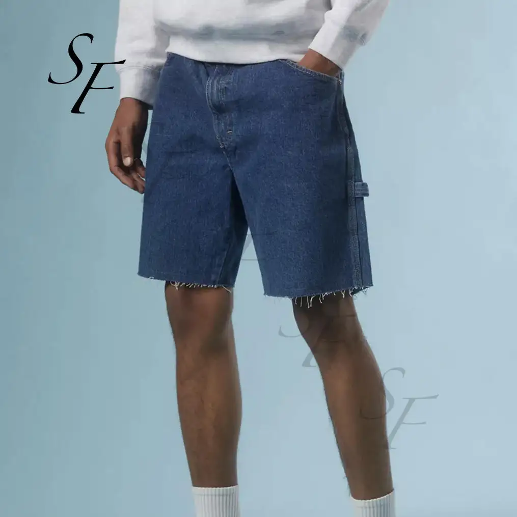 OEM עיצוב יוקרה באיכות גבוהה מזדמן רגיל fit סקיני קלאסיקות כהה כחול בציר ג 'ינס קרפנטר קצר לגברים