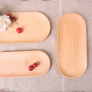 Assiette à dîner en bois de style japonais, plateau ovale en chêne, plateau à pain en bois <span class=keywords><strong>massif</strong></span> non peint, assiette à dîner - Product Image 6