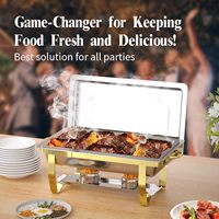 Ensemble de plats de service de luxe 8QT en acier inoxydable doré pour buffet