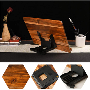 Soporte de libro de bambú Soporte de libro de cocina Soporte de música Ajustable de 15 grados para cocina Oficina Hogar - Product Image 3