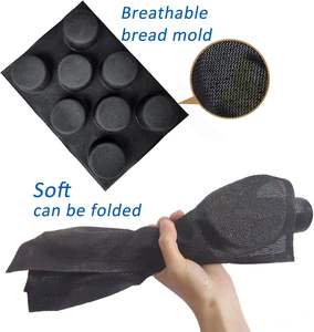Moule à pain en silicone noir à 8 cavités en forme de rectangle pour <span class=keywords><strong>hamburger</strong></span> avec maille perforée pour la cuisson à la <span class=keywords><strong>maison</strong></span> - Product Image 3