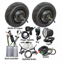 Kit de Conversión de Motor de Buje para Scooter Dual con Freno de Disco Hidráulico Sin Escobillas, 48V 60V 1000W 1500W, 11 Pulgadas, 90/65-6.5 [Con Neumático]