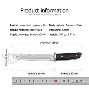 Navaja de Bolsillo Táctica de Acero Inoxidable Damasco, Hoja D2 y Mango de Madera para Camping, Uso Diario, Bricolaje, Uso Industrial, OEM Disponible - Product Image 6