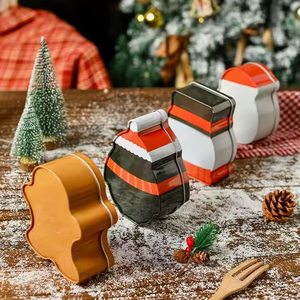 Милая Рождественская пустая металлическая Жестяная Коробка 10,5*12,5*5 см Милая металлическая Жестяная Банка подарочная упаковка для детского печенья конфеты и бисквита подарки - Product Image 5