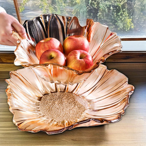 Elegant Gold Floral <b>Platter</b> Luxury Design for Serving and Display Handcrafted Gold Serving <b>Platter</b> - Product Image 4