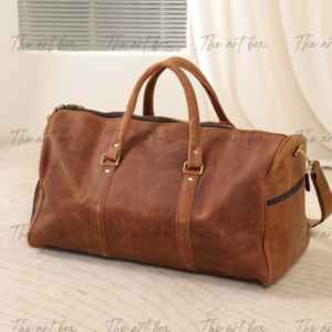 Bolsas de Viaje de Cuero de Búfalo de Grano Completo Hechas a Mano, Diseño Retro Elegante, Cierre de Cremallera, Bolsas de Viaje Personalizadas para Hombre - Product Image 6