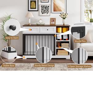 กรงสุนัขในร่มทำจากไม้ทันสมัยสำหรับสุนัขในร่มทำจากโลหะมี<span class=keywords><strong>2</strong></span>ลิ้นชักและ<span class=keywords><strong>4</strong></span>ชั้นสำหรับจัดเก็บและแบ่ง - Product Image 2